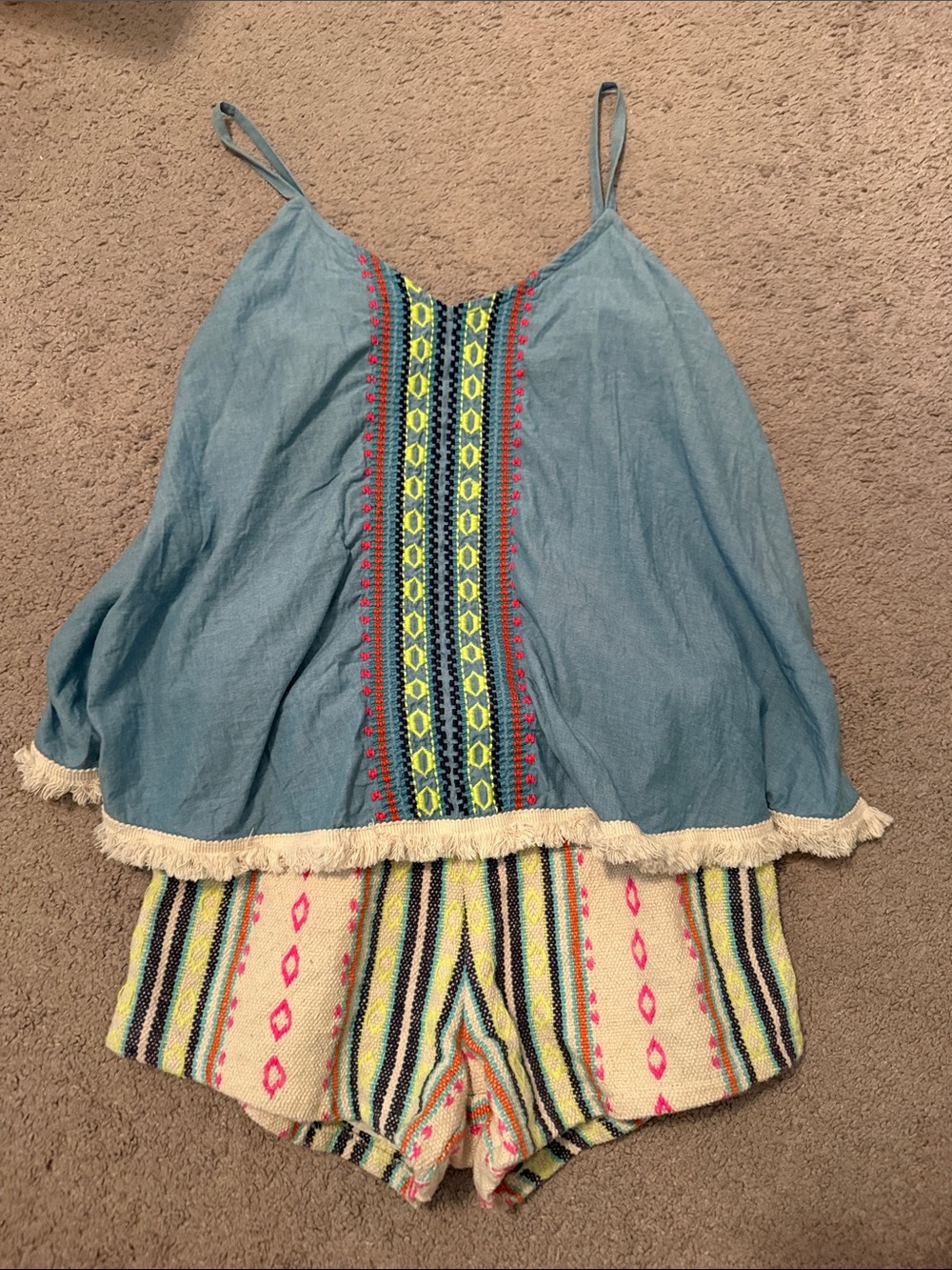 Judith March Embroidered Two-Piece One-Piece Romper - Size M